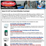 Thumbnail Screenshot of OfficeMax Catalog Customers email