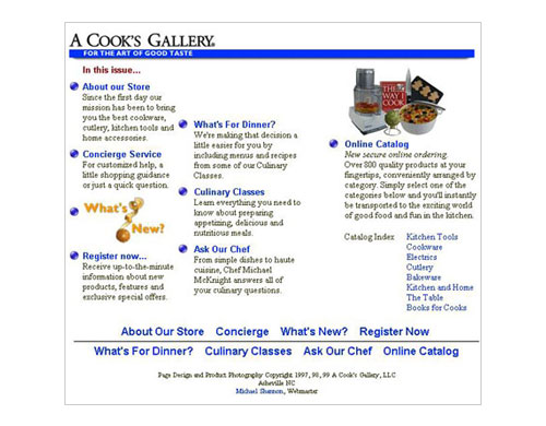 Screenshot of A Cook's Gallery Home Page