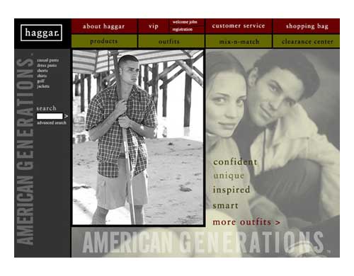 Screenshot of Haggar Clothing Home Page