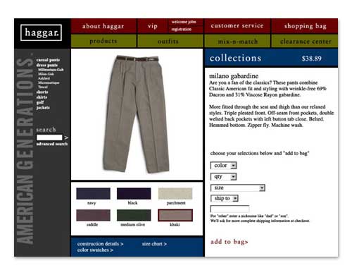 Screenshot of Haggar Clothing Product Page