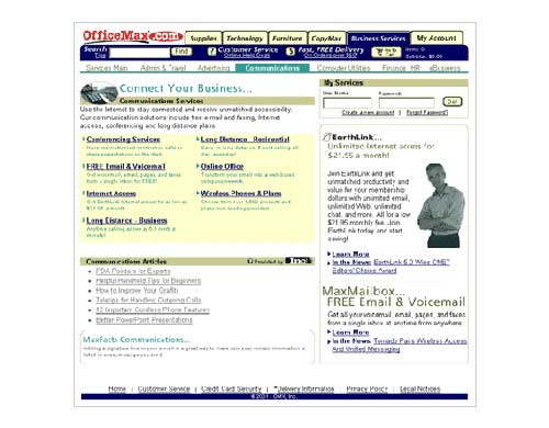 Screenshot of Several OfficeMax Business Services Page