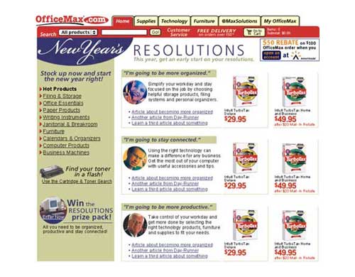 Screenshot of OfficeMax Yearly Microsite Home Page